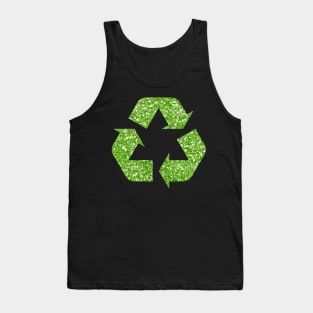 Green Faux Glitter Recycle Symbol Tank Top